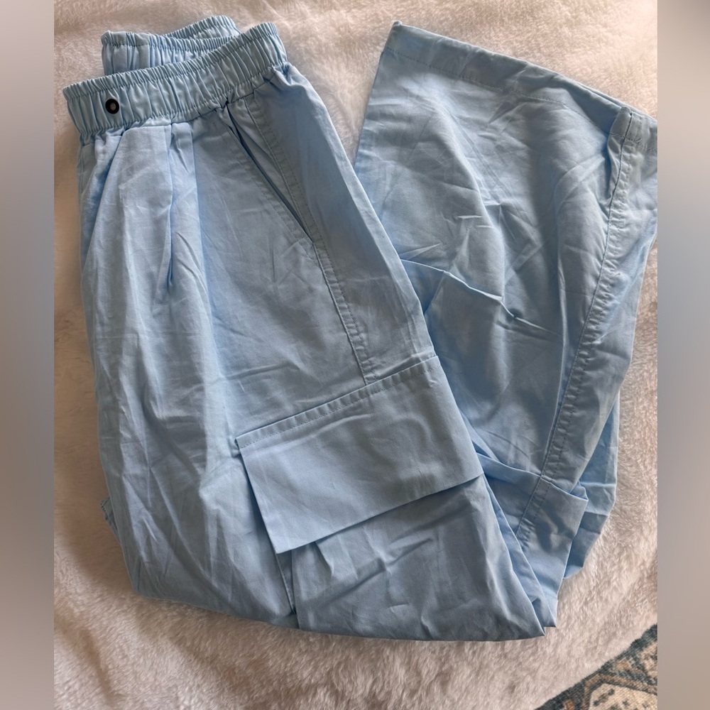 Girls Baby Blue Cargo Hip Hop Pants